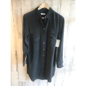 NWT EQUIPMENT Femme Slim Signature Dress 100% Silk Shirtdress Office Black